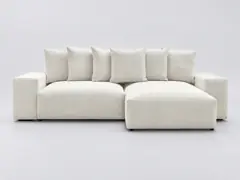 Canapé Voltaire Bobochic, 4 places d'angle convertible, tissu chiné, coloris blanc
