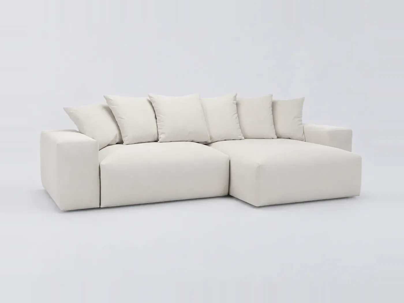 Canapé Voltaire Bobochic, 4 places d'angle convertible, tissu lisse, coloris beige