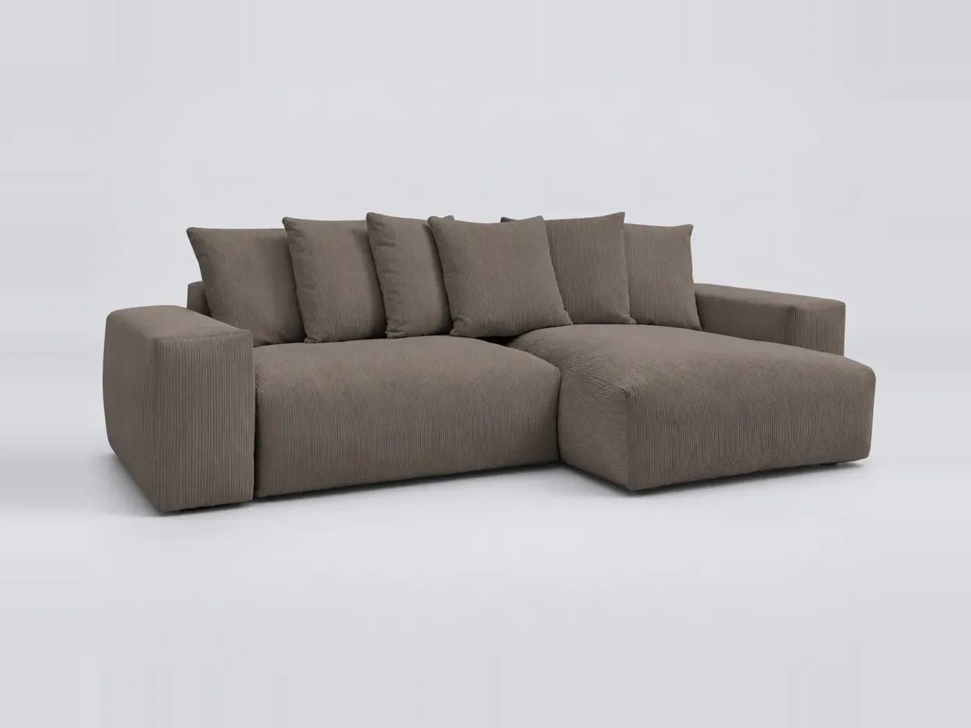 Canapé Voltaire Bobochic, 4 places d'angle convertible, velours côtelé, coloris taupe