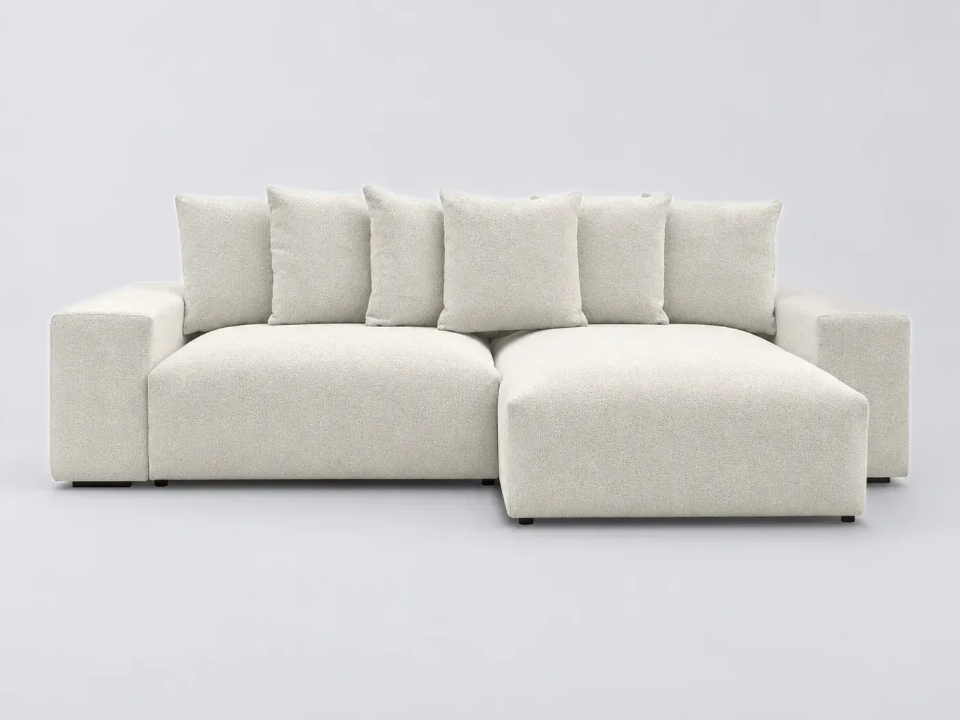 Canapé Voltaire Bobochic, 4 places d'angle fixe, tissu chiné, coloris blanc