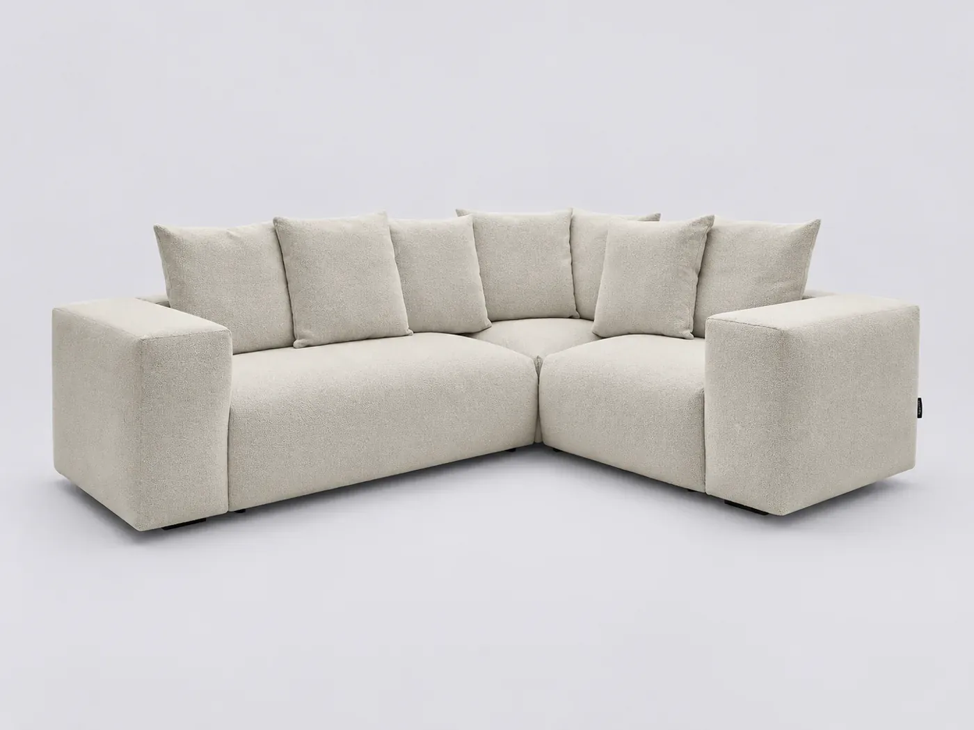 Canapé Voltaire Bobochic, 4 places d'angle fixe modulable (2 chauffeuses et 1 angle), tissu chiné, coloris blanc
