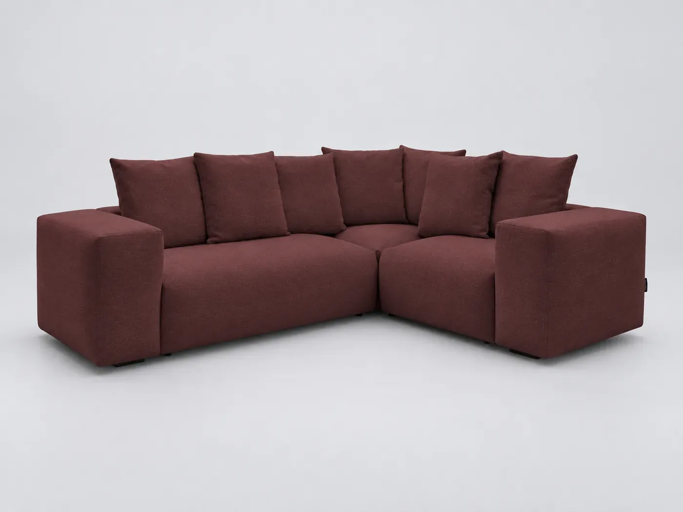 Canapé Voltaire Bobochic, 4 places d'angle fixe modulable (2 chauffeuses et 1 angle), tissu chiné, coloris rouge