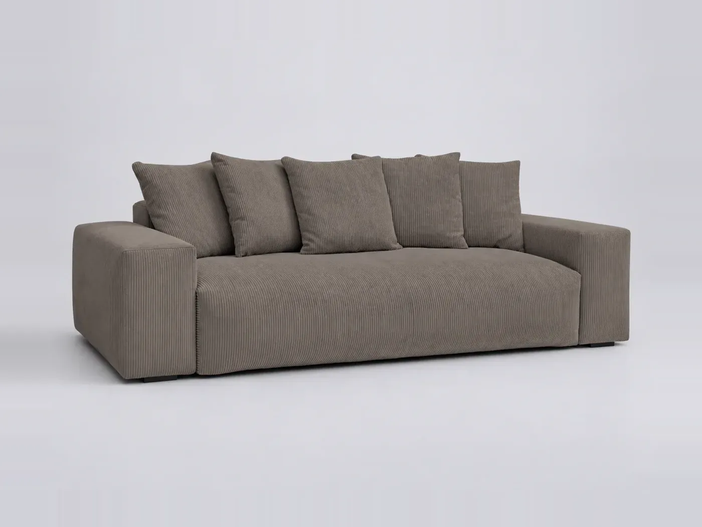 Canapé Voltaire Bobochic, 3 places droit convertible, velours côtelé, coloris taupe