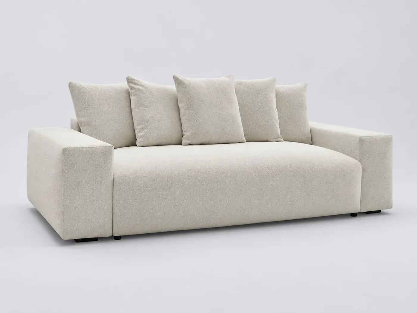Canapé Voltaire Bobochic, 3 places droit fixe, tissu chiné, coloris blanc