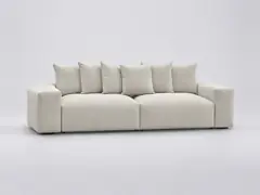 Canapé Voltaire Bobochic, 4 places droit fixe, tissu chiné, coloris blanc