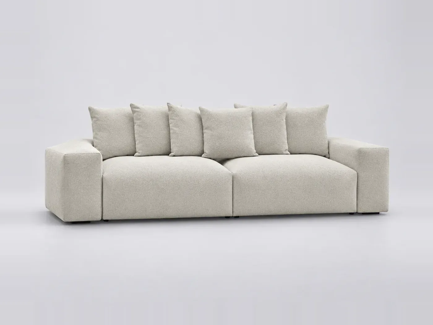 Canapé Voltaire Bobochic, 4 places droit fixe, tissu chiné, coloris blanc