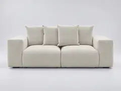 Canapé Voltaire Bobochic, 3 places droit fixe modulable, tissu chiné, coloris blanc