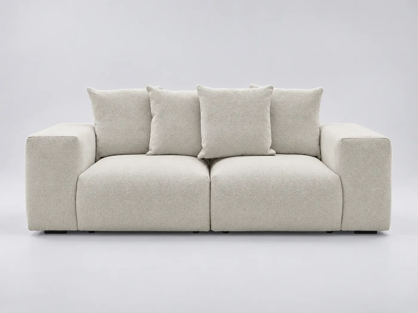 Canapé Voltaire Bobochic, 3 places droit fixe modulable, tissu chiné, coloris blanc