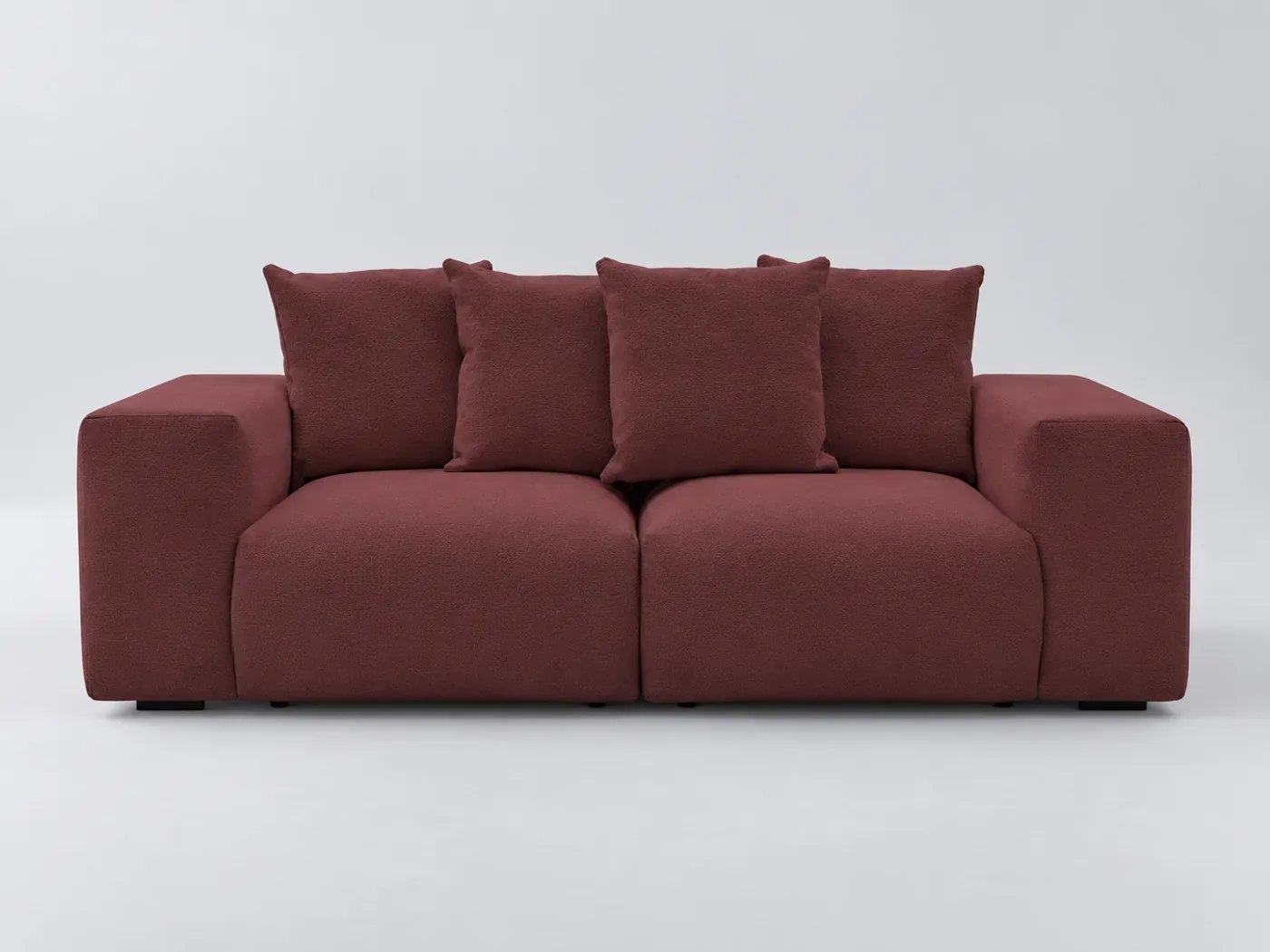 Canapé Voltaire Bobochic, 3 places droit fixe modulable, tissu chiné, coloris rouge