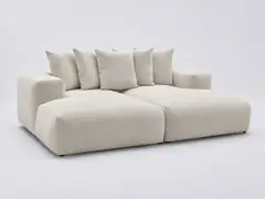 Canapé Voltaire Bobochic, 4 places droit fixe assise profonde, tissu chiné, coloris blanc