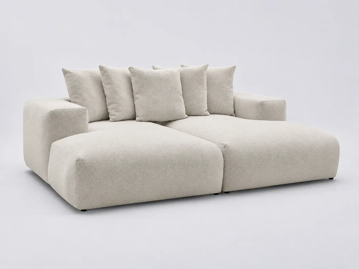 Canapé Voltaire Bobochic, 4 places droit fixe assise profonde, tissu chiné, coloris blanc