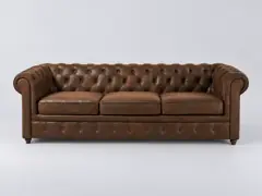 Canapé Chesterfield Maisons du Monde, 3 places droit convertible, suédine, coloris suedine
