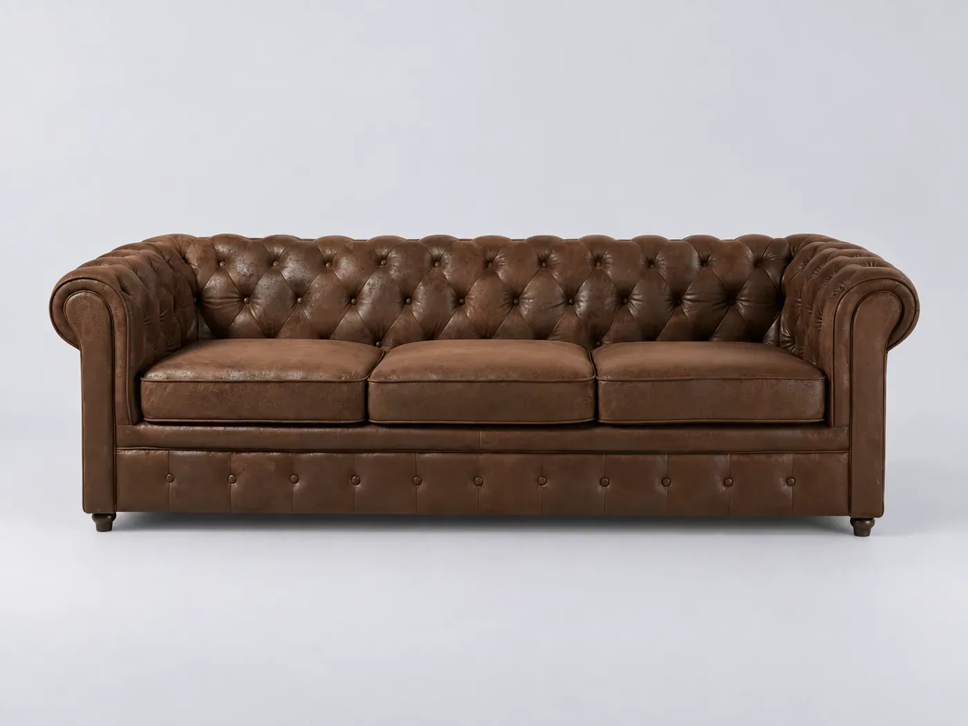 Canapé Chesterfield Maisons du Monde, 3 places droit convertible, suédine, coloris suedine