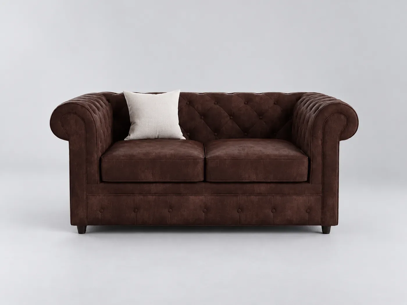 Canapé Chesterfield Maisons du Monde, 2 places droit fixe, suédine, coloris marron