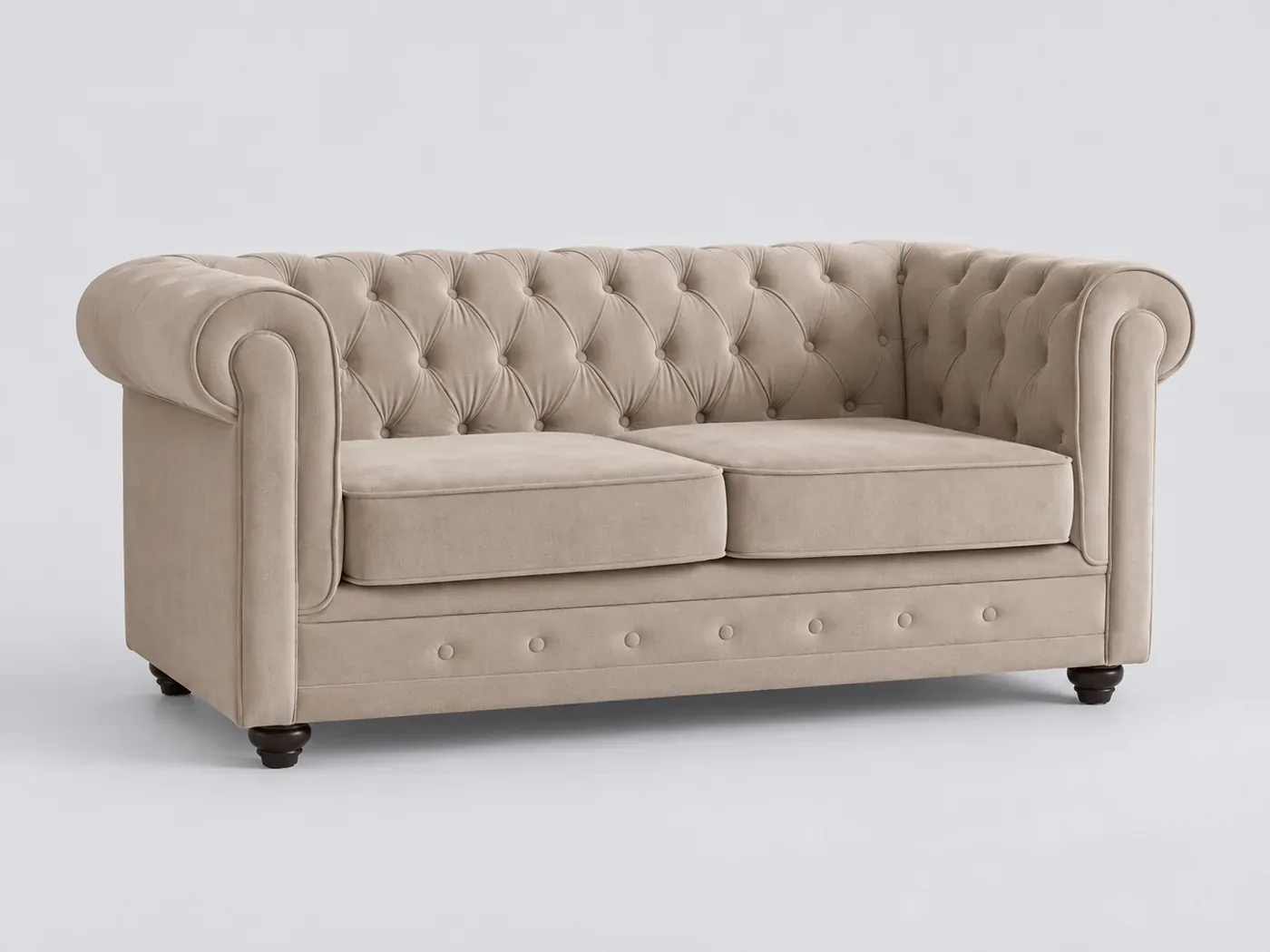 Canapé Chesterfield Maisons du Monde, 2 places droit fixe, tissu, coloris beige