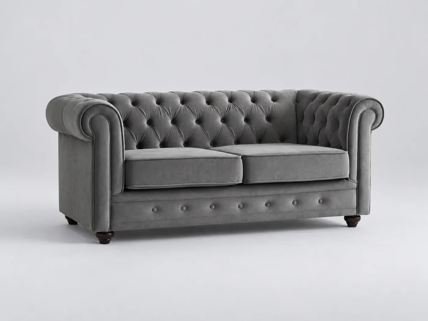 Canapé Chesterfield Maisons du Monde, 2 places droit fixe, tissu, coloris gris anthracite