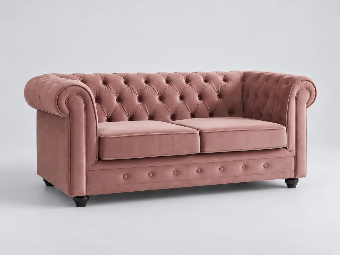 Canapé Chesterfield Maisons du Monde, 2 places droit fixe, tissu, coloris rose poudré