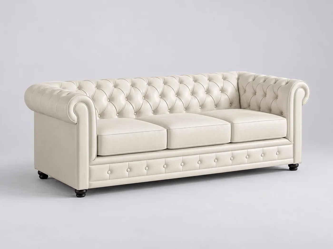 Canapé Chesterfield Maisons du Monde, 3 places droit fixe, suédine, coloris blanc