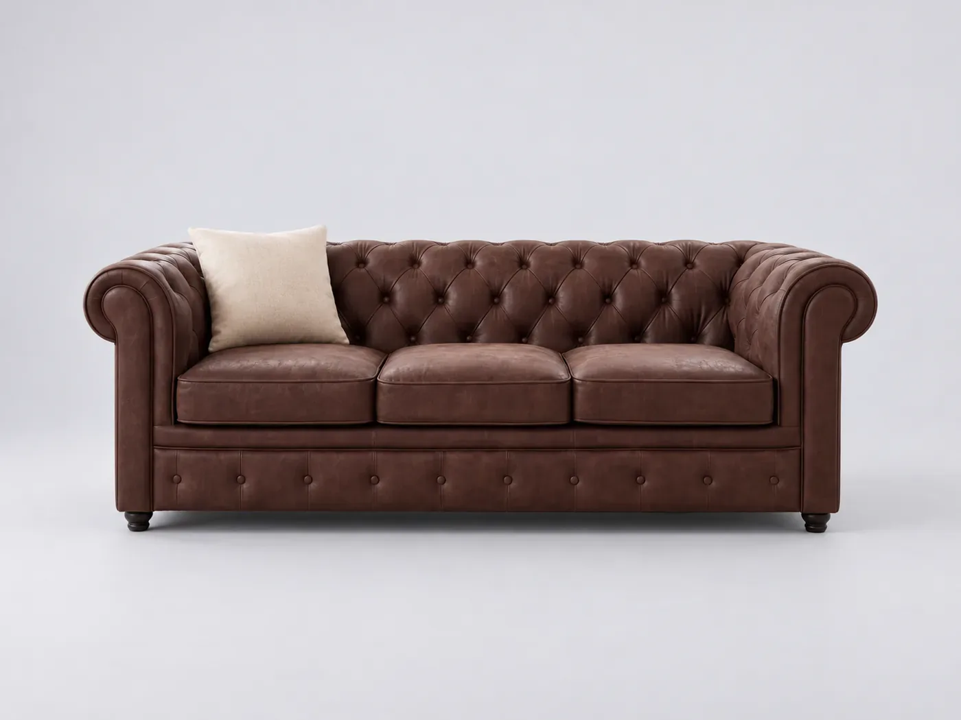 Canapé Chesterfield Maisons du Monde, 3 places droit fixe, suédine, coloris marron