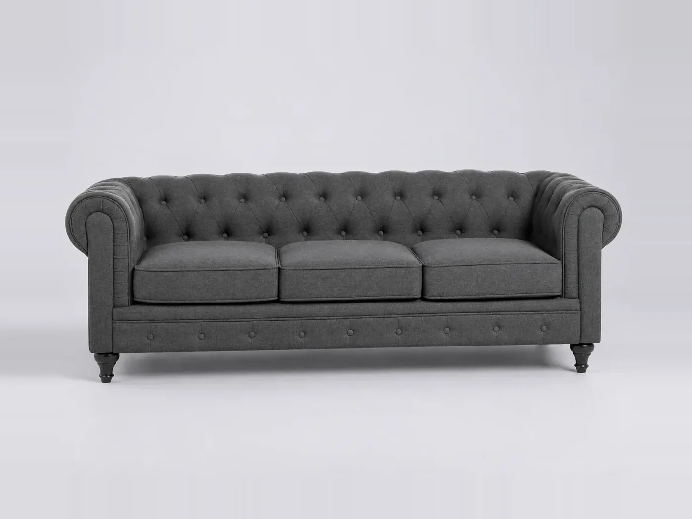 Canapé Chesterfield Maisons du Monde, 3 places droit fixe, tissu, coloris gris