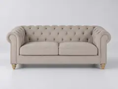 Canapé Chesterfield Maisons du Monde, 3 places droit fixe, velours, coloris beige rosé
