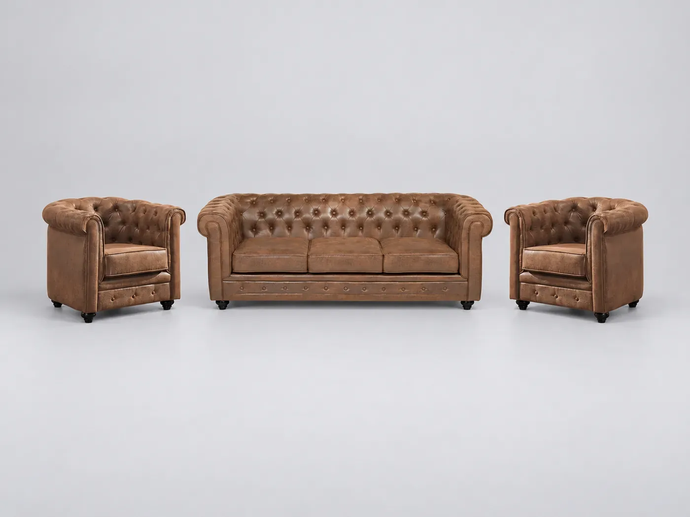 Canapé Chesterfield Maisons du Monde, 5 places droit fixe, microfibre
