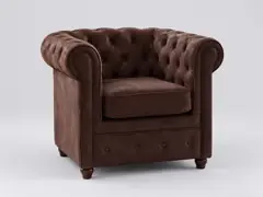 Canapé Chesterfield Maisons du Monde, fauteuil, suédine, coloris marron