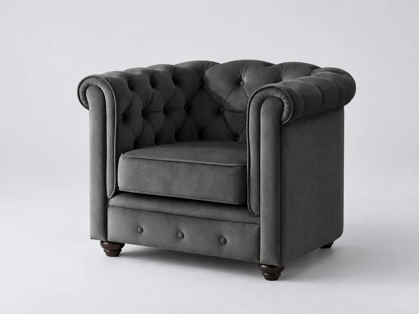 Canapé Chesterfield Maisons du Monde, fauteuil, tissu, coloris gris anthracite
