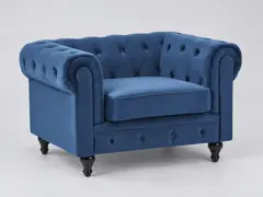 Canapé Chesterfield Maisons du Monde, fauteuil, velours, coloris bleu