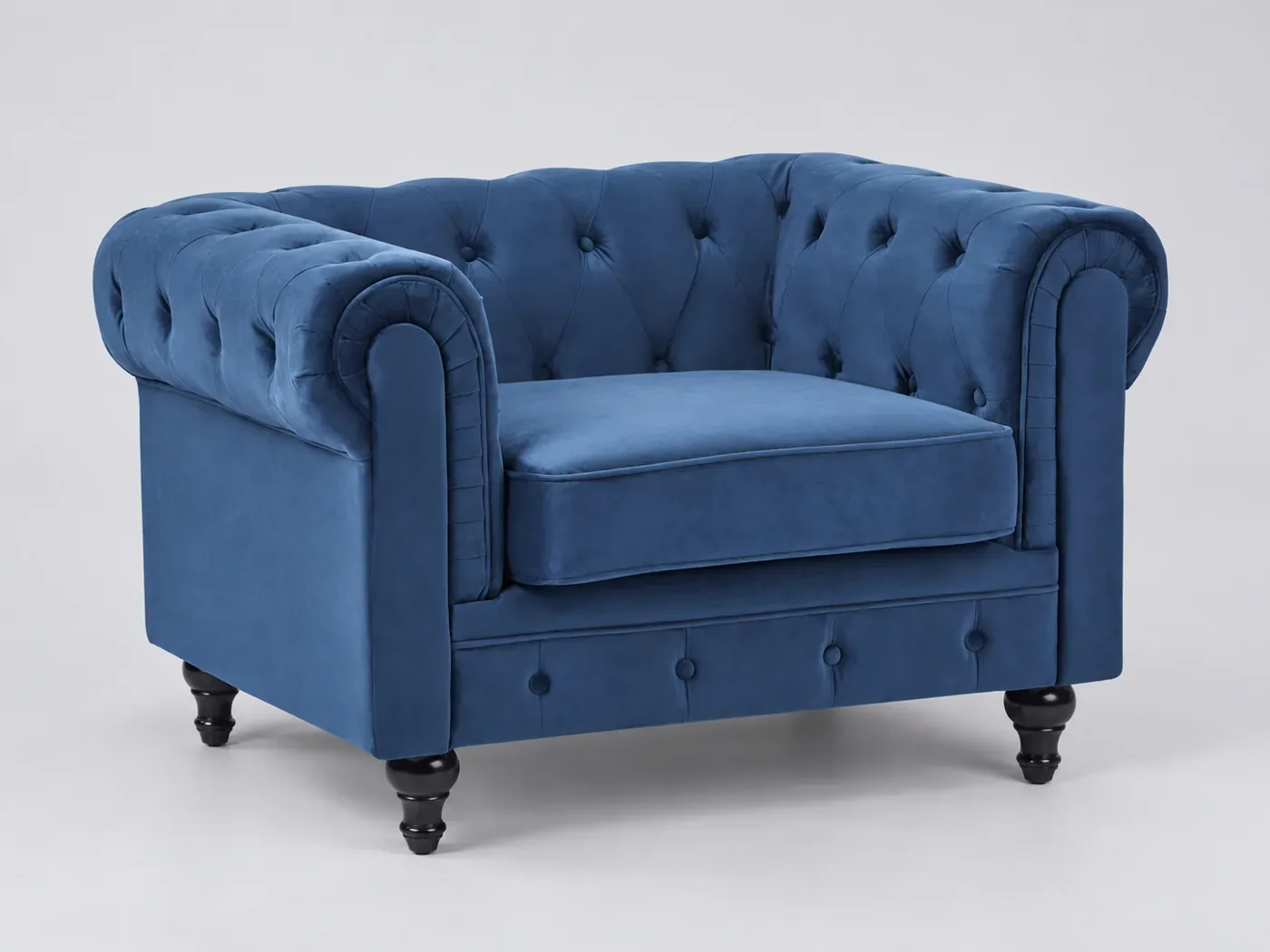 Canapé Chesterfield Maisons du Monde, fauteuil, velours, coloris bleu