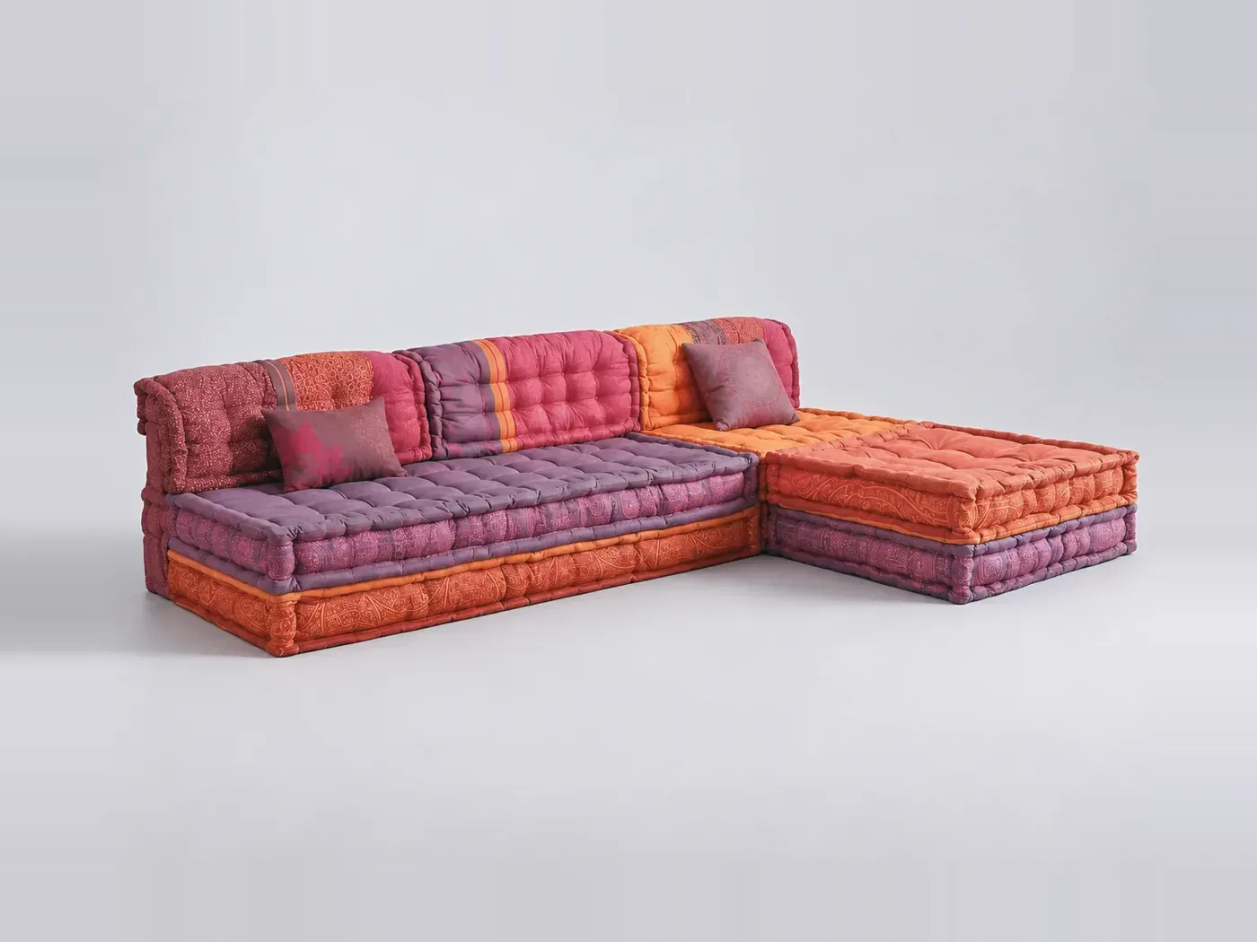 Canapé Madurai Maisons du Monde, 5 places d'angle convertible, coton, coloris multicolore