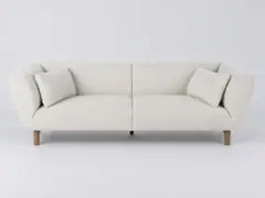 Canapé Parton Maisons du Monde, 3 places droit fixe, bouclette, coloris ecru