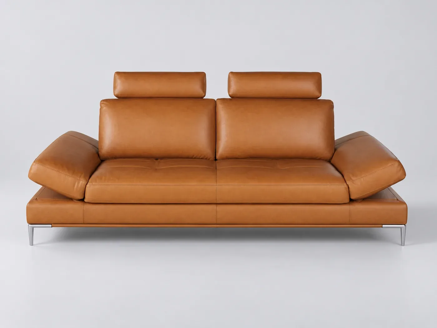 Canapé Geller Maisons du Monde, 3 places droit fixe, cuir, coloris camel