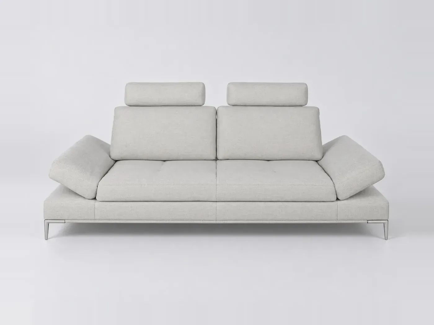 Canapé Geller Maisons du Monde, 3 places droit fixe, coloris gris clair chiné