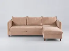 Canapé Divine Maisons du Monde, 3 places d'angle convertible, velours, coloris taupe
