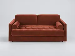 Canapé Wael Maisons du Monde, 2 places droit convertible, velours, coloris terracotta