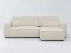 Canapé Livia Maisons du Monde, 4 places d'angle convertible, tissu, coloris beige bouclé