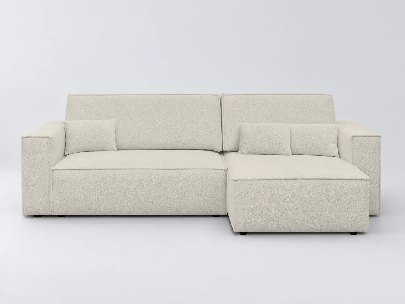 Canapé Livia Maisons du Monde, 4 places d'angle convertible, tissu, coloris beige bouclé