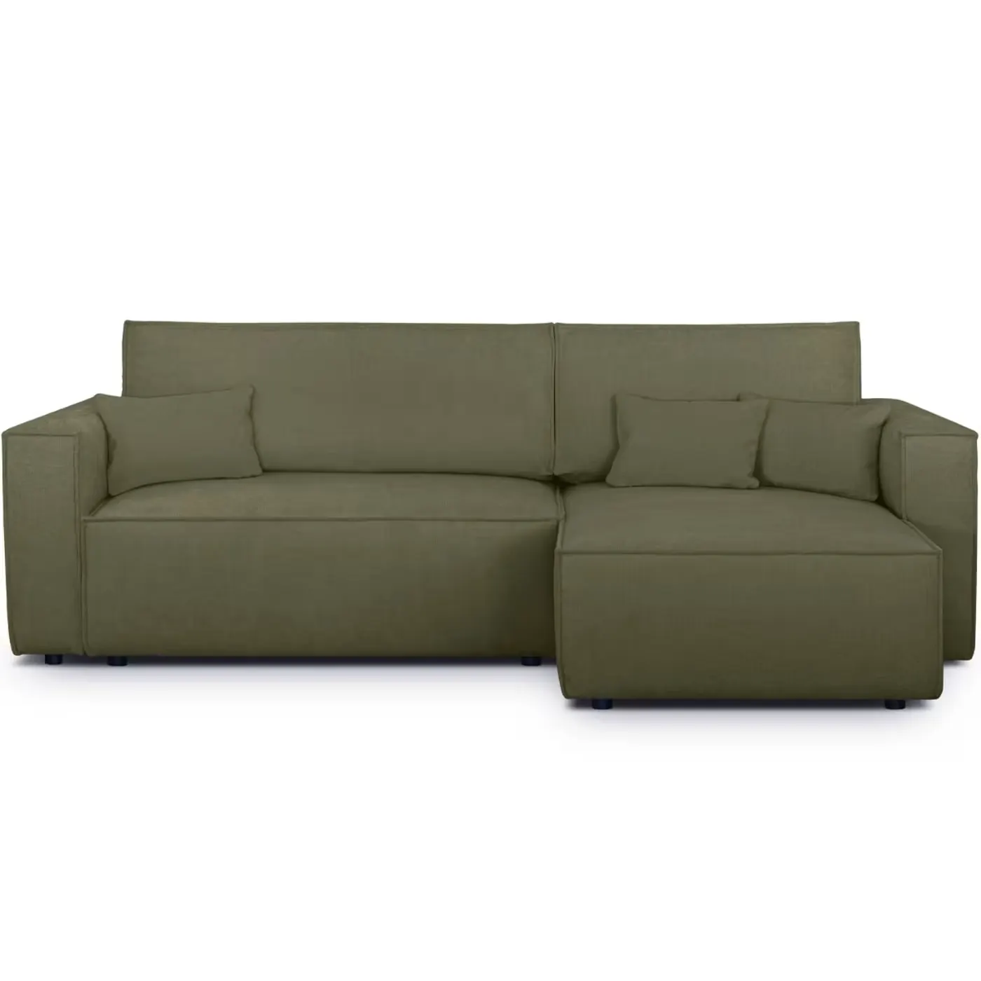 Canapé Livia Maisons du Monde, 4 places d'angle convertible, tissu, coloris vert kaki chenille