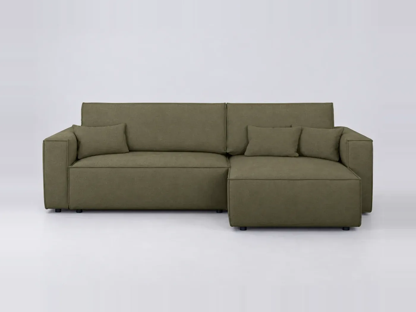 Canapé Livia Maisons du Monde, 4 places d'angle convertible, tissu, coloris vert kaki chenille