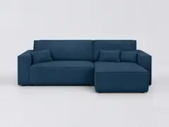 Canapé Livia Maisons du Monde, 4 places d'angle convertible, velours côtelé, coloris bleu côtelé