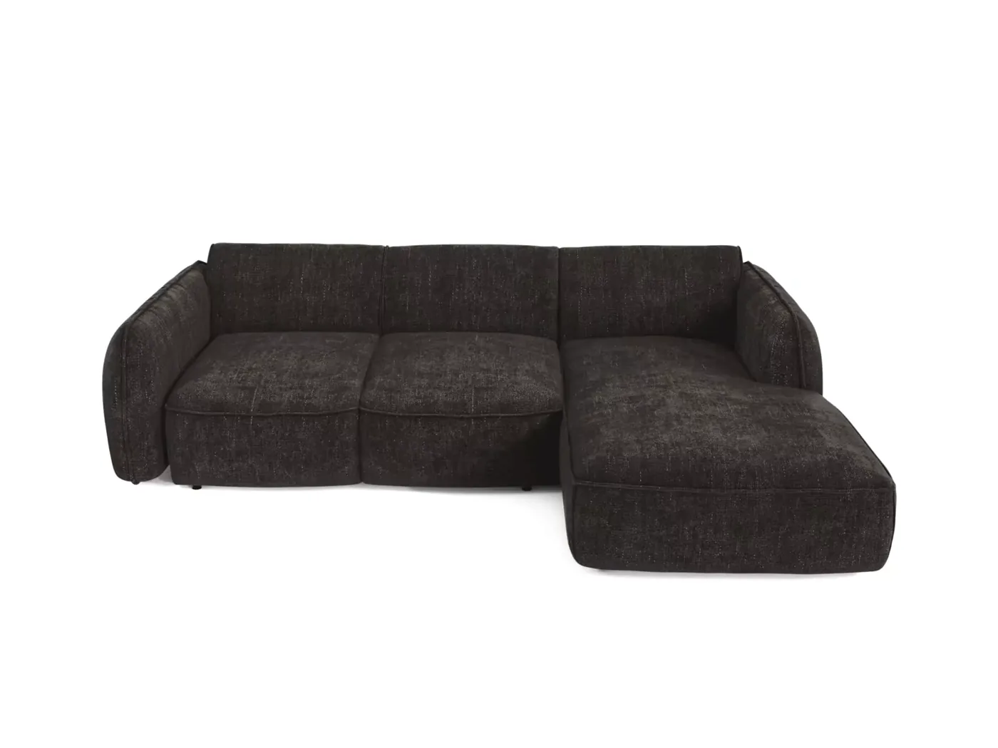 Canapé Livia Maisons du Monde, 4 places d'angle convertible, velours, coloris anthracite foncé