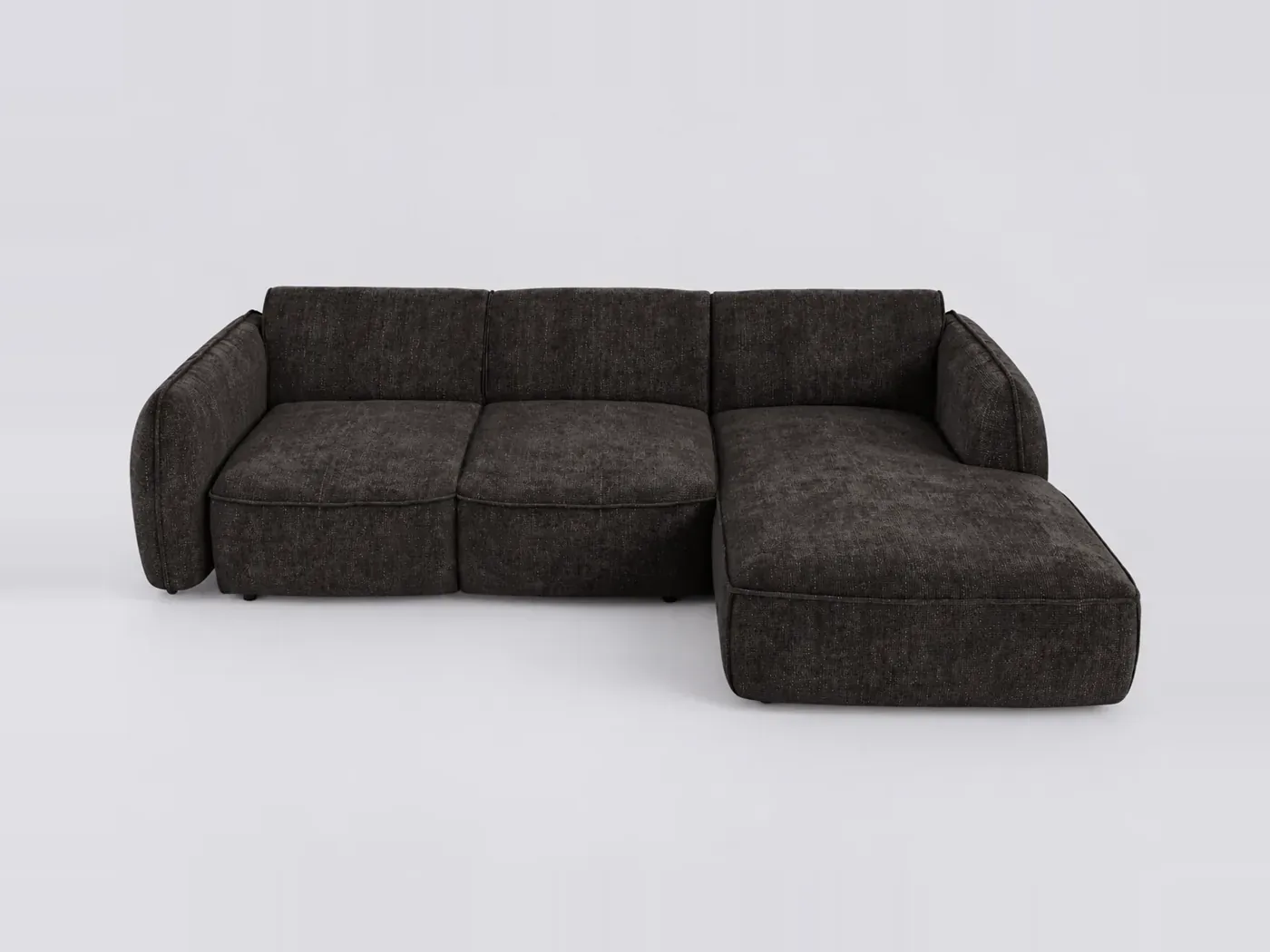 Canapé Livia Maisons du Monde, 4 places d'angle convertible, velours, coloris anthracite foncé