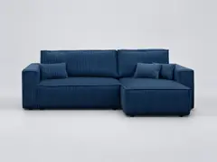Canapé Livia Maisons du Monde, 4 places d'angle convertible, velours, coloris bleu foncé