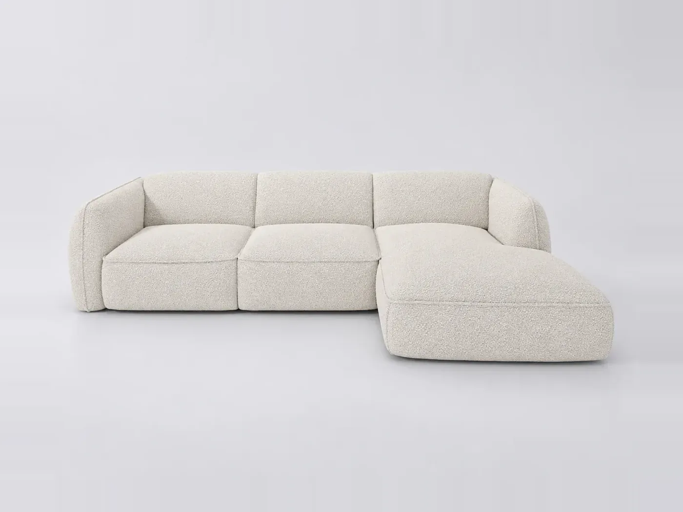 Canapé Livia Maisons du Monde, 5 places d'angle fixe, tissu, coloris bouclette creme