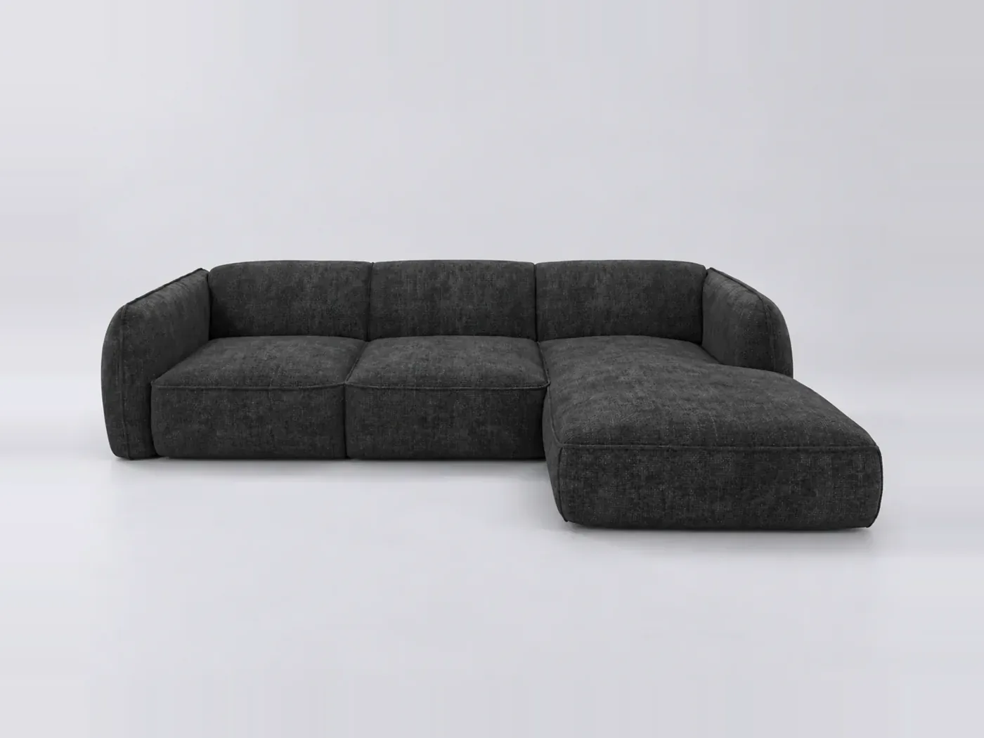 Canapé Livia Maisons du Monde, 5 places d'angle fixe, velours, coloris anthracite foncé