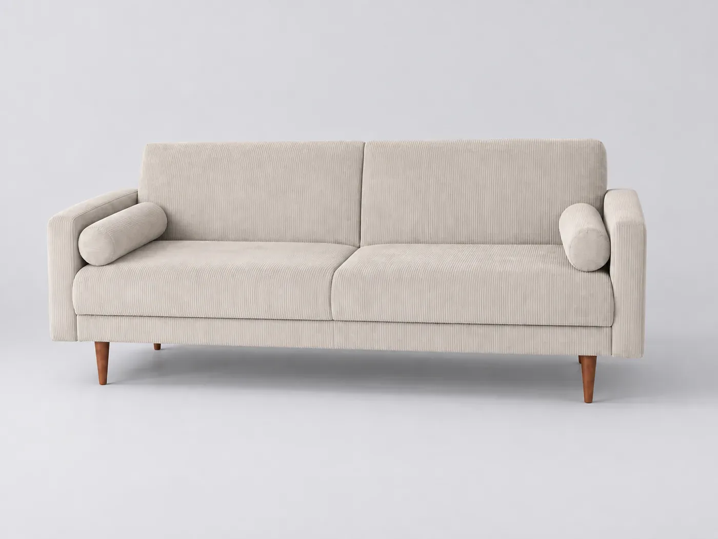 Canapé Livia Maisons du Monde, 2 places droit convertible, velours côtelé, coloris beige