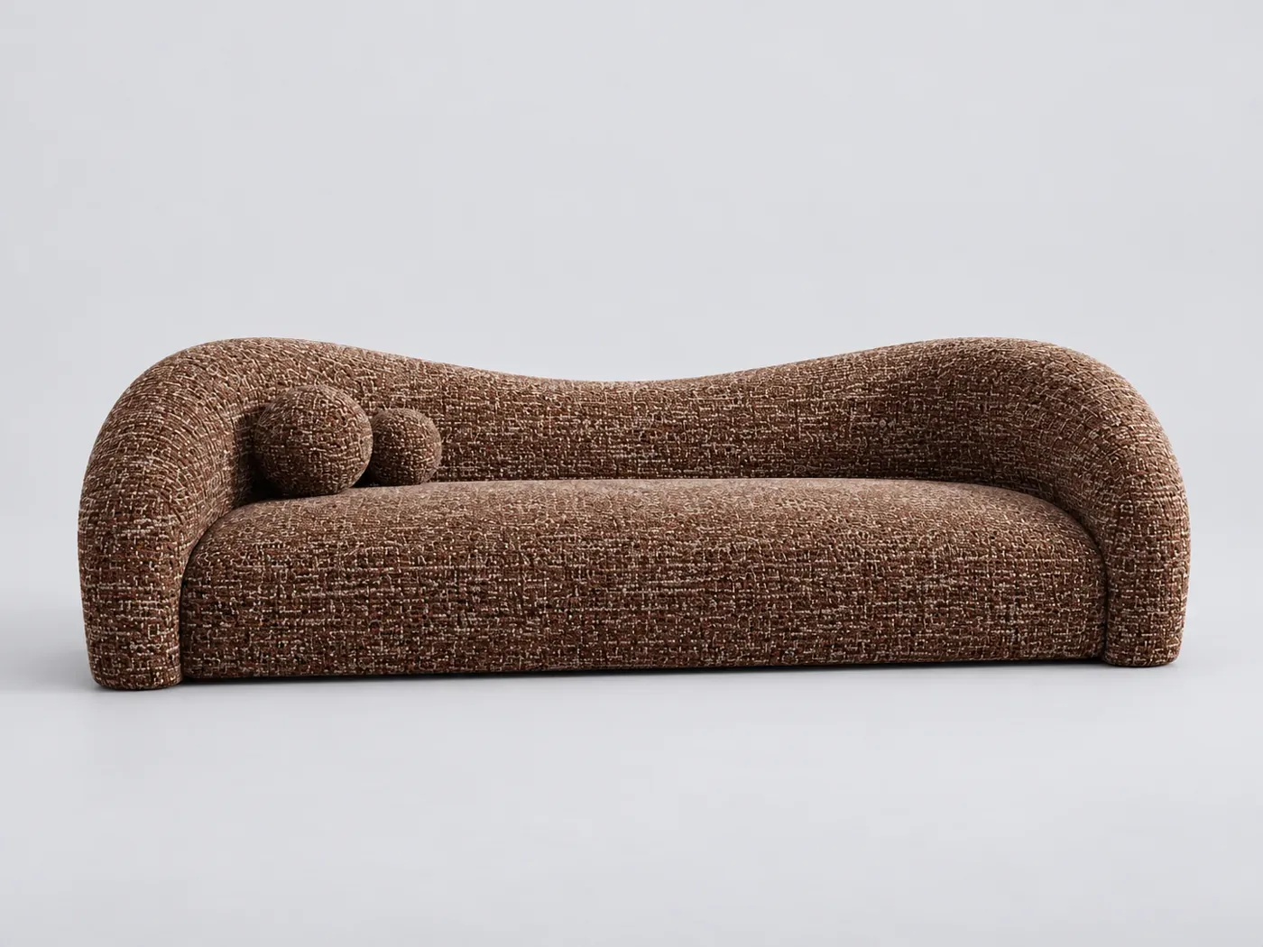 Canapé Livia Maisons du Monde, 3 places droit fixe, tissu, coloris marron et blanc