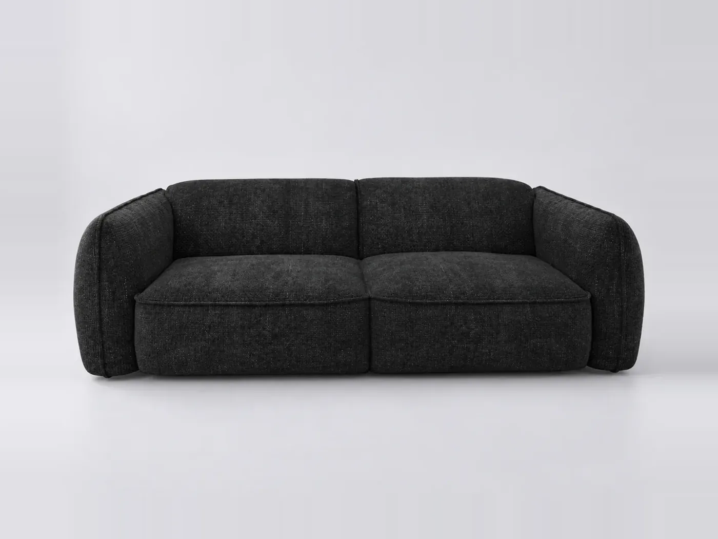Canapé Livia Maisons du Monde, 3 places droit fixe, velours, coloris anthracite foncé