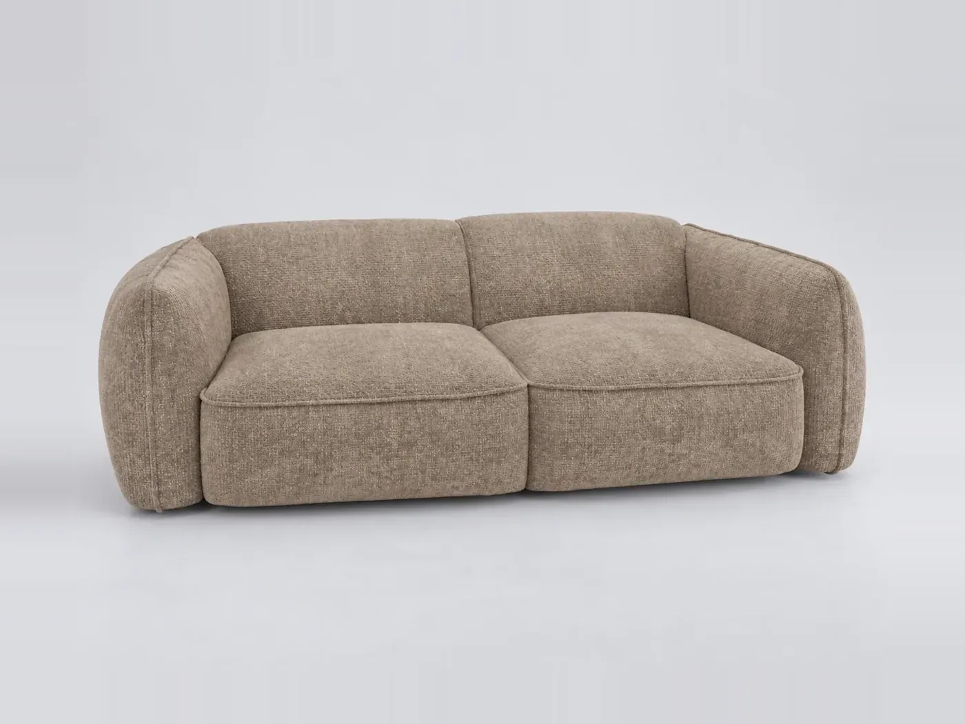 Canapé Livia Maisons du Monde, 3 places droit fixe, velours, coloris taupe